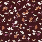 Viscose Poplin strech Flowers fond prune