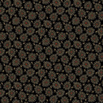 Tissu ANDOVER BELLE ROSE Rond Fond noir