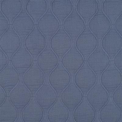 Tissu coton double gaze matelassée bleu