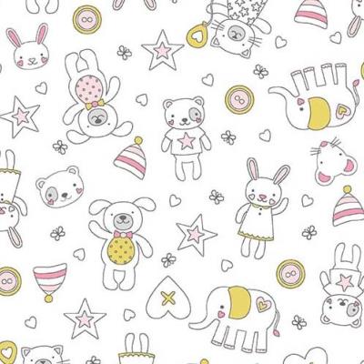 Tissu Mickael Miller Tiny Tots Ours Rose