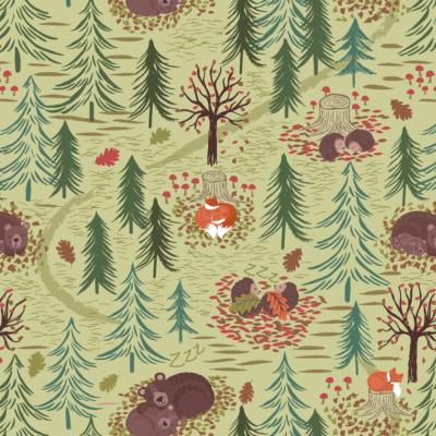 Tissu Lewis et Irene Winter Nap Forêt