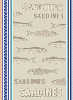 Torchon Coton jacquard Sardines