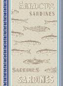 Torchon Coton jacquard Sardines