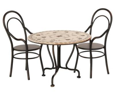 Table et Chaises Vintages Métal pour Souris Maileg