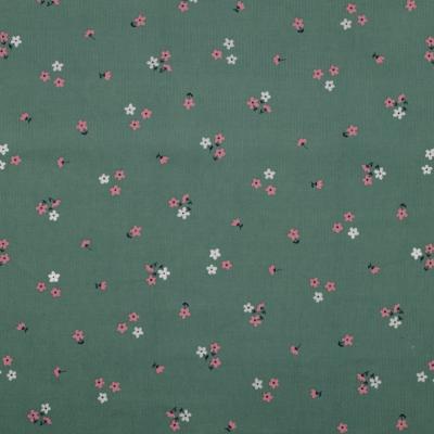 Tissu Velours côtelé Babycord Flowers Glitter Vert
