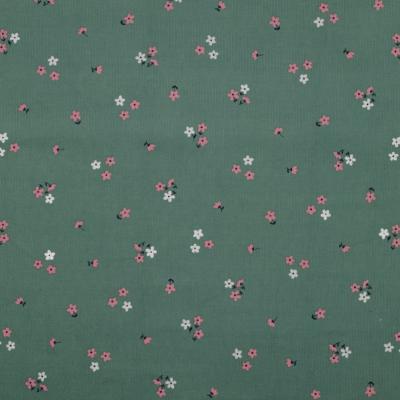 Tissu Velours côtelé Babycord Flowers Glitter Vert