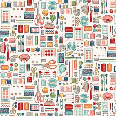 Tissu MAKOWER SEWING ROOM Notions Cream