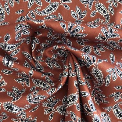 Tissu PENELOPE Coton satin strech Cachemire Terracota