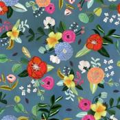 Tissu Windham TEA CUP Fleurs Marine