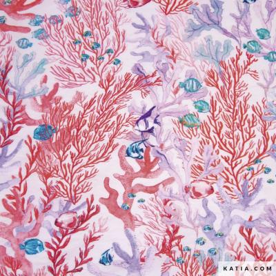 Tissu Rayonne  Print Voile Red Seabed de KATIA