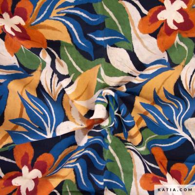 Viscose Chalis Print Iguana Leaves
