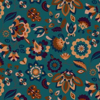 Velours 1000 raies Dashwood Studio Corduroy fleurs fond bleu